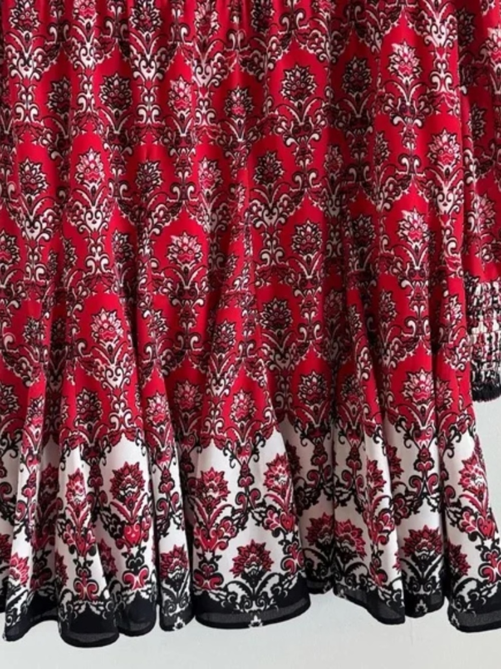 Alice + Olivia | Elvira Smocked Bodice Boho Puff Sleeve Mini Dress 4 - Picture 7 of 14